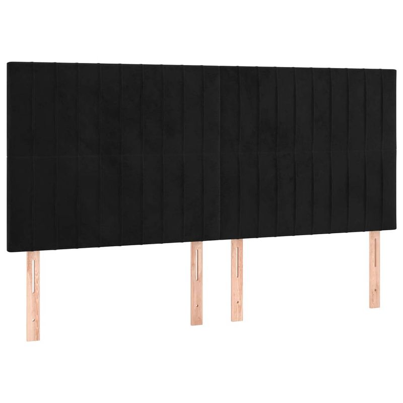 Foto van The living store hoofdeind bedaccessoires - 160 x 5 x 118/128 cm - zwart fluwelen stof