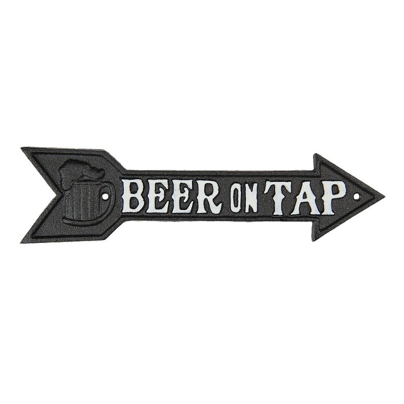 Foto van Clayre & eef tekstbord pijl beer on tap 32*1*8 cm 6y3899