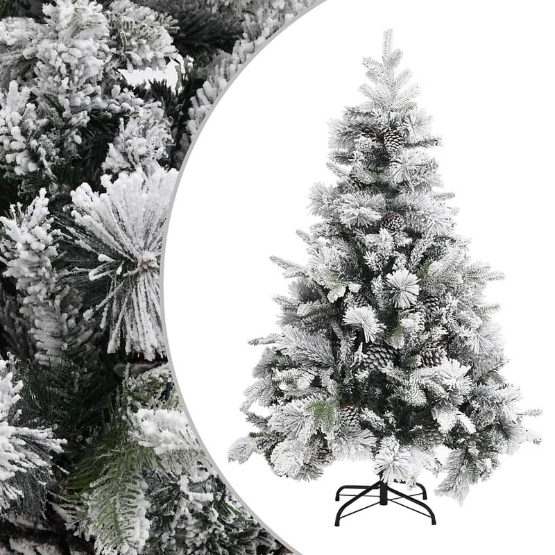 Foto van Vidaxl kerstboom met dennenappels en sneeuw 150 cm pvc en pe