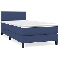 Foto van The living store boxspringbed - pocketvering - blauw - 203 x 90 x 78/88 cm - duurzaam en comfortabel