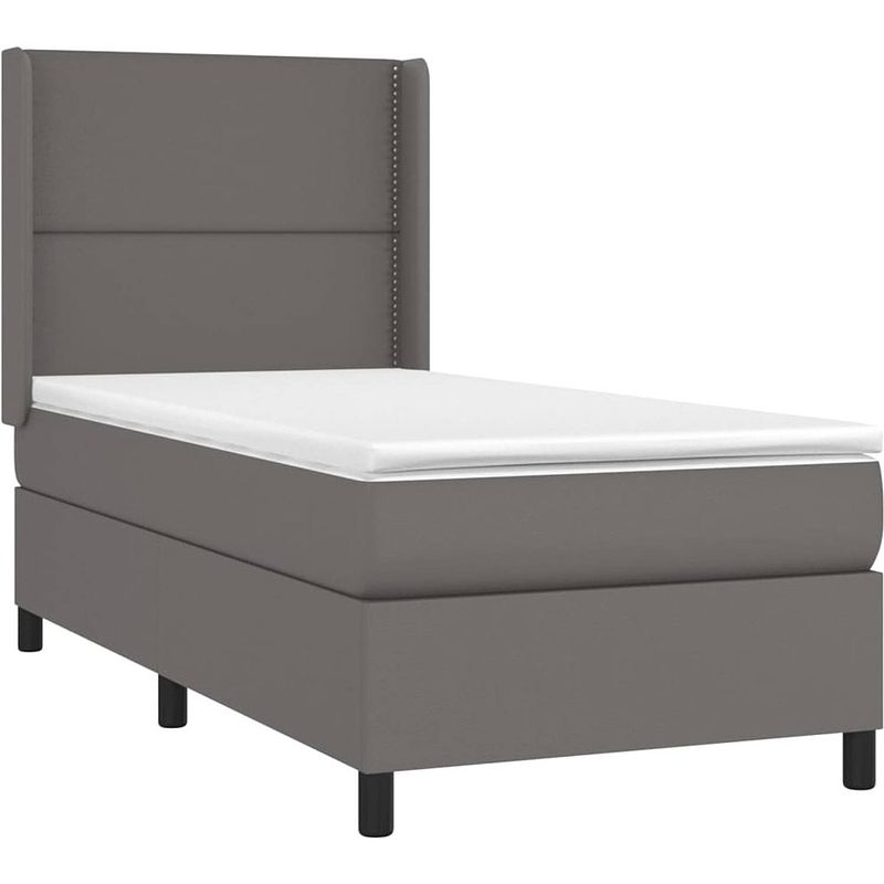 Foto van The living store boxspring bed - grijs - 203 x 93 x 118/128 cm - led - pocketvering