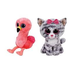 Foto van Ty - knuffel - beanie boo's - gilda flamingo & kiki cat