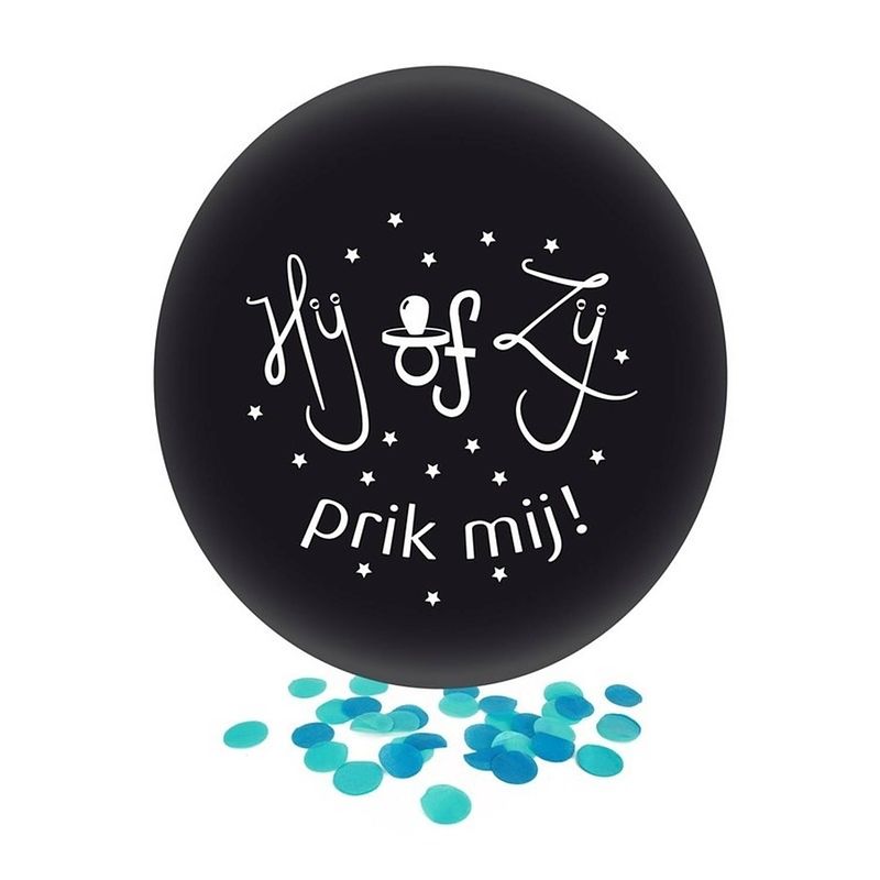 Foto van Confetti ballon gender reveal jongen party/feest zwart 60 cm