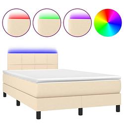 Foto van The living store boxspring pocketvering bed - 203x120x78/88 cm - crème - led