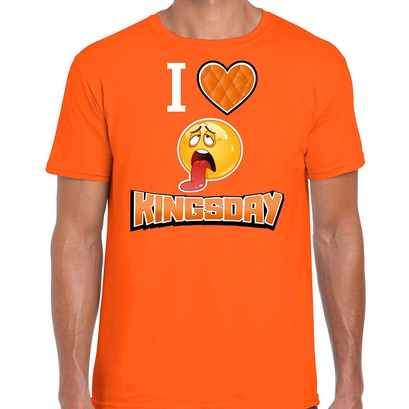 Foto van Oranje koningsdag t-shirt - i love kingsday - voor heren l - feestshirts