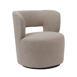 Foto van Giga meubel - fauteuil bouclé taupe - gewicht 18kg - draaibaar - 74x69x78cm