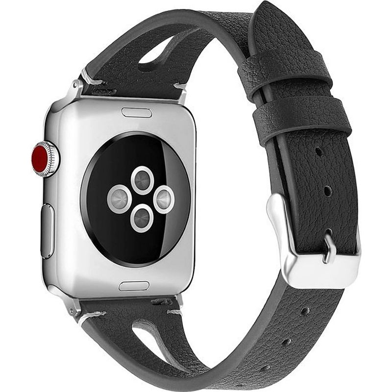 Foto van Smartphoneclip - bandje leer zwart double - voor apple watch 42-44mm