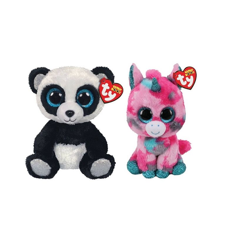 Foto van Ty - knuffel - beanie boo's - gumball unicorn & bamboo panda