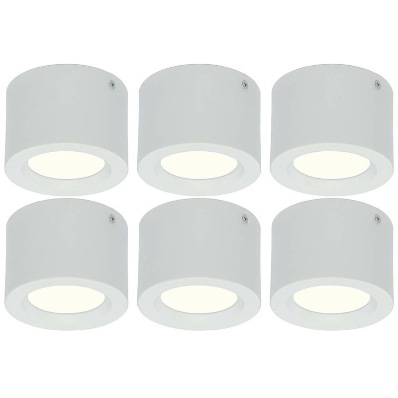 Foto van Led downlight 6 pack - opbouw rond hoog 5w - natuurlijk wit 4200k - mat wit aluminium - ø105mm