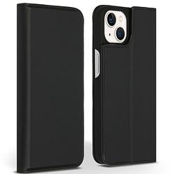 Foto van Accezz premium leather slim book case voor apple iphone 13 telefoonhoesje zwart