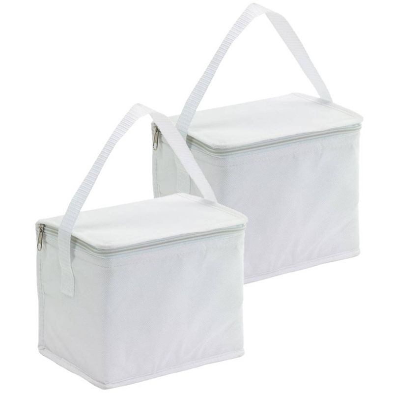 Foto van 2x stuks kleine koeltassen voor lunch wit 20 x 13 x 17 cm 4.5 liter - koeltas