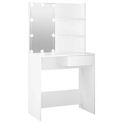 Foto van The living store kaptafel - wit - 74.5 x 40 x 141 cm - led-verlichting - opbergruimte