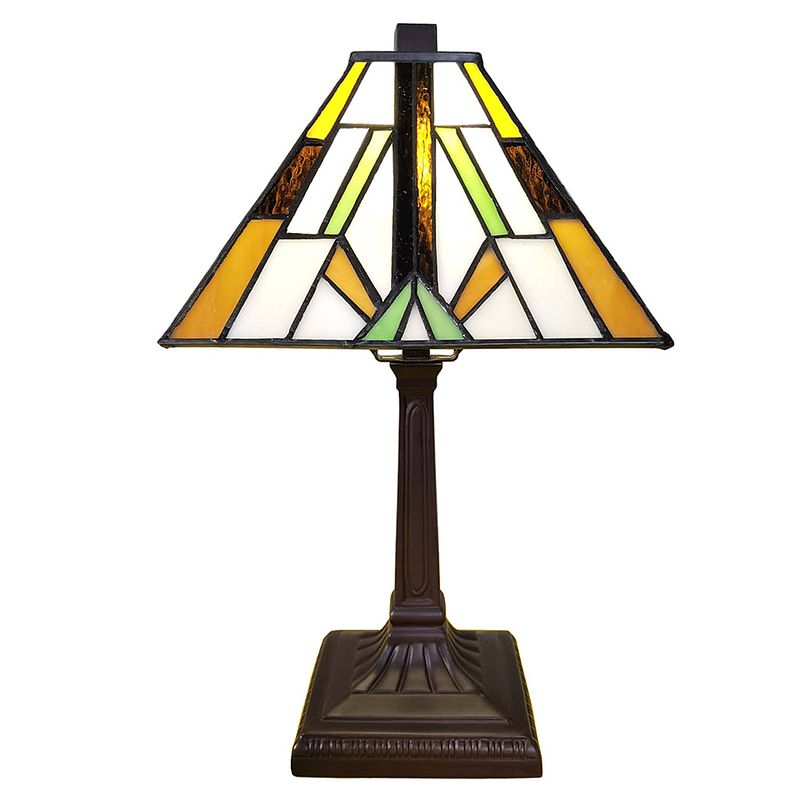 Foto van Lumilamp tiffany tafellamp 20*20*34 cm bruin kunststof glas tiffany bureaulamp tiffany lampen glas in lood bruin