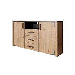 Foto van Meubella dressoir lapis - eiken - zwart - 168 cm - actie