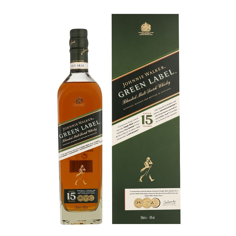 Foto van Johnnie walker 15 years green label 70cl whisky + giftbox