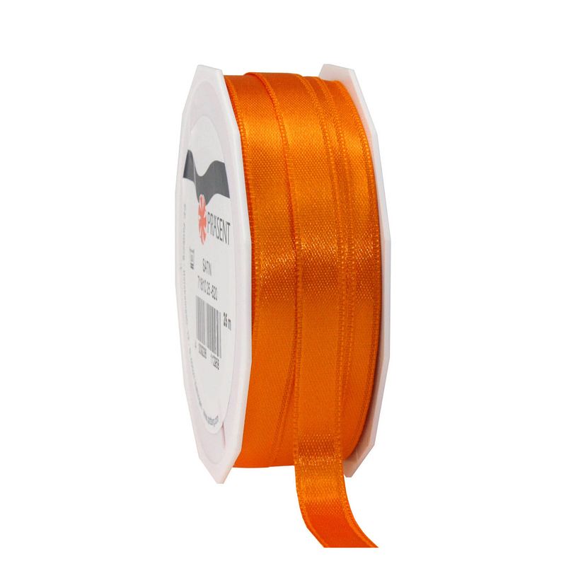 Foto van 1x luxe hobby/decoratie oranje satijnen sierlinten 1 cm/10 mm x 25 meter - cadeaulinten