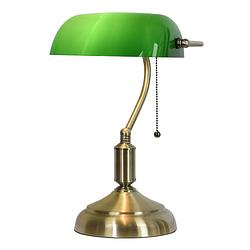Foto van Lumilamp bureaulamp bankierslamp 27*17*41 cm e27/60w groen metaal /