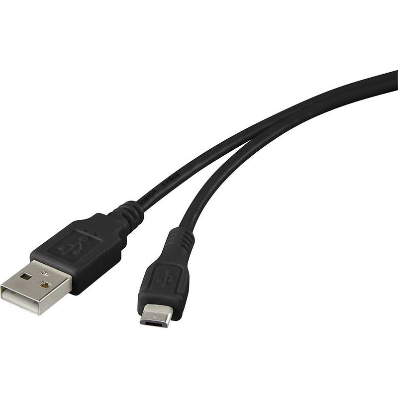 Foto van Renkforce usb-kabel usb 3.2 gen1 (usb 3.0 / usb 3.1 gen1) usb-a stekker, usb-micro-b stekker 1.00 m zwart vergulde steekcontacten rf-4316220