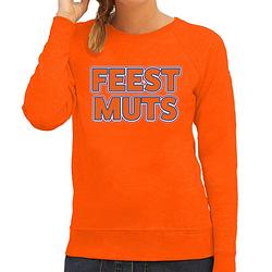 Foto van Oranje koningsdag sweater - feestmuts - dames xs - feesttruien