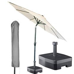 Foto van Kopu® ronde stokparasol 300 cm calma met hoes en voet - naturel