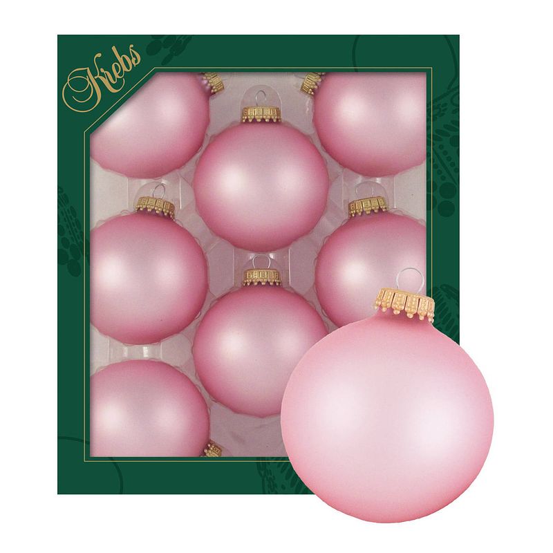 Foto van Krebs kerstballen - 8x stuks - lichtroze - glas - 7 cm - mat - kerstbal