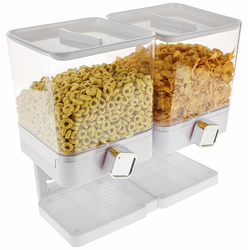 Foto van Luxe dubbele cornflakes dispenser - wit