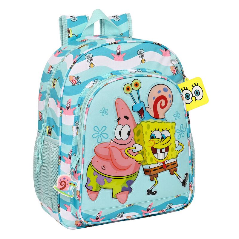 Foto van Schoolrugzak spongebob stay positive blauw wit (32 x 38 x 12 cm)