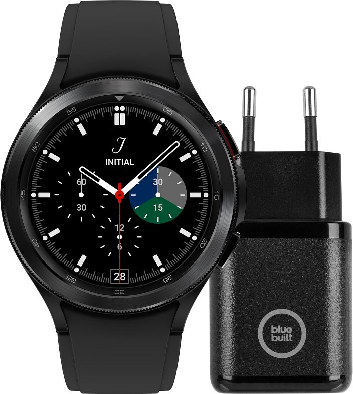 Foto van Samsung galaxy watch 4 classic 46 mm zwart + bluebuilt oplader