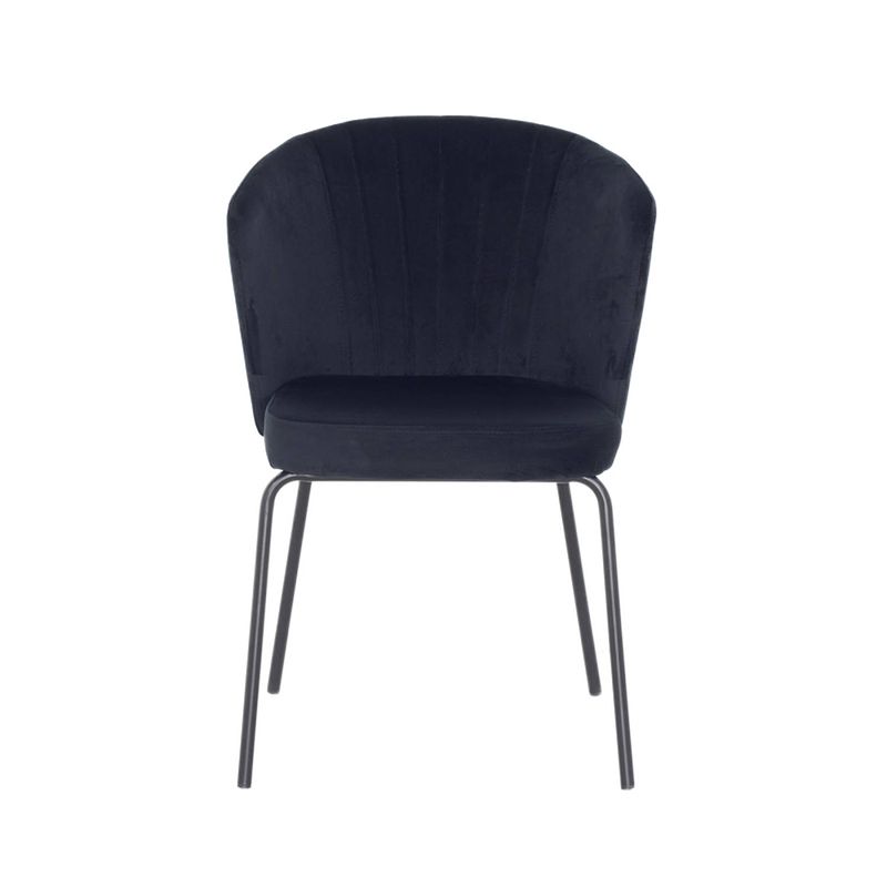Foto van Giga meubel eetkamerstoel velvet zwart - zwart onderstel - stoel mendy