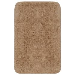 Foto van The living store badmattenset - beige - 100% katoen - 50 x 78 cm - anti-slip - inclusief toiletmat en hoes