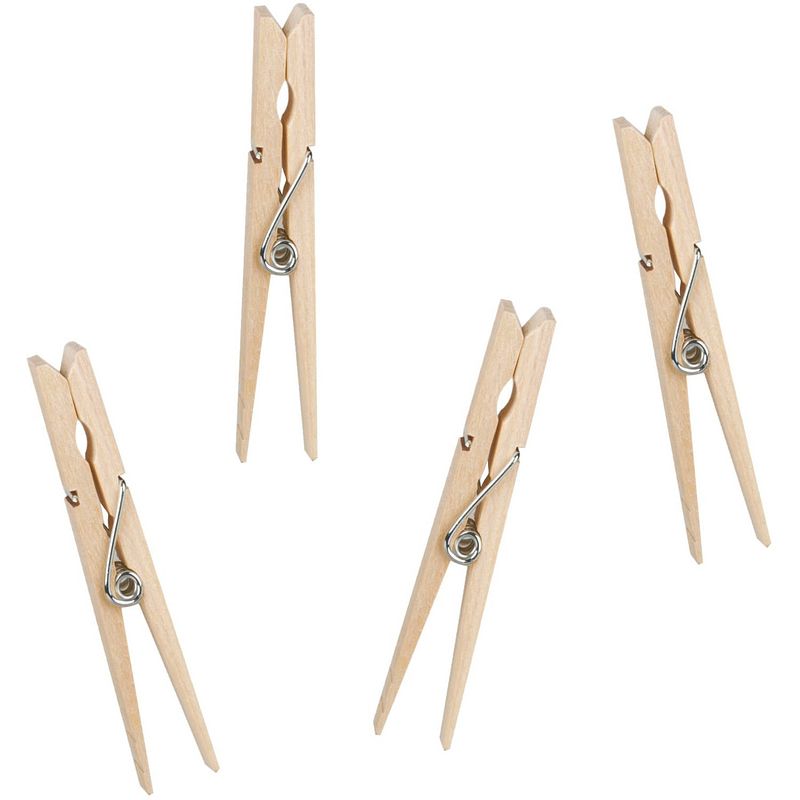 Foto van Urban living xl size wasknijpers - 48x - bamboe - 9 cm - extra groot formaat - knijpers