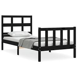 Foto van The living store bedframe massief grenenhout - 195.5 x 80.5 x 100 cm - zwart