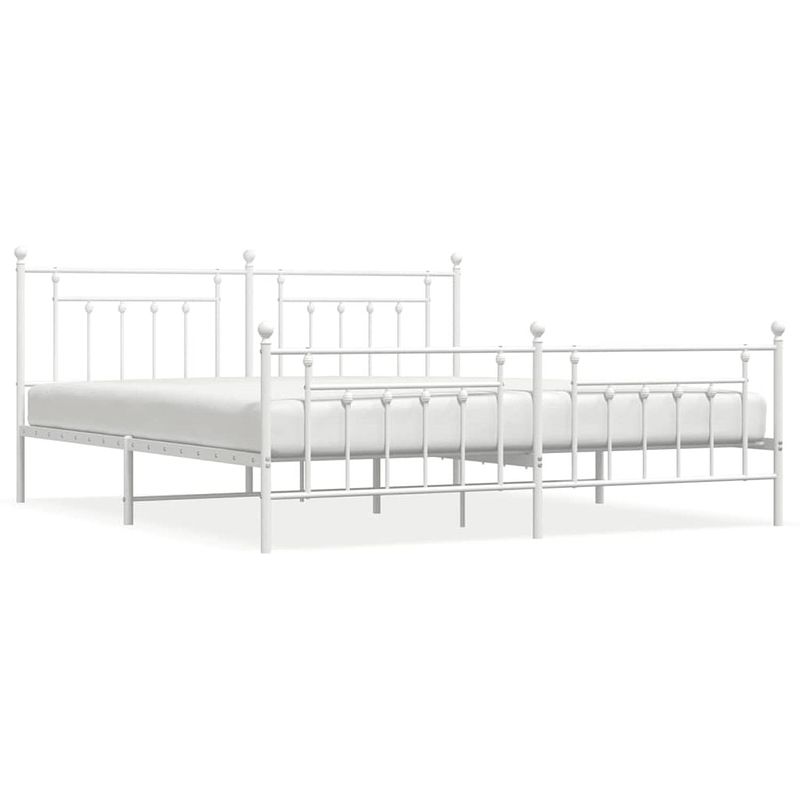 Foto van Vidaxl bedframe met hoofd- en voeteneinde metaal wit 200x200 cm