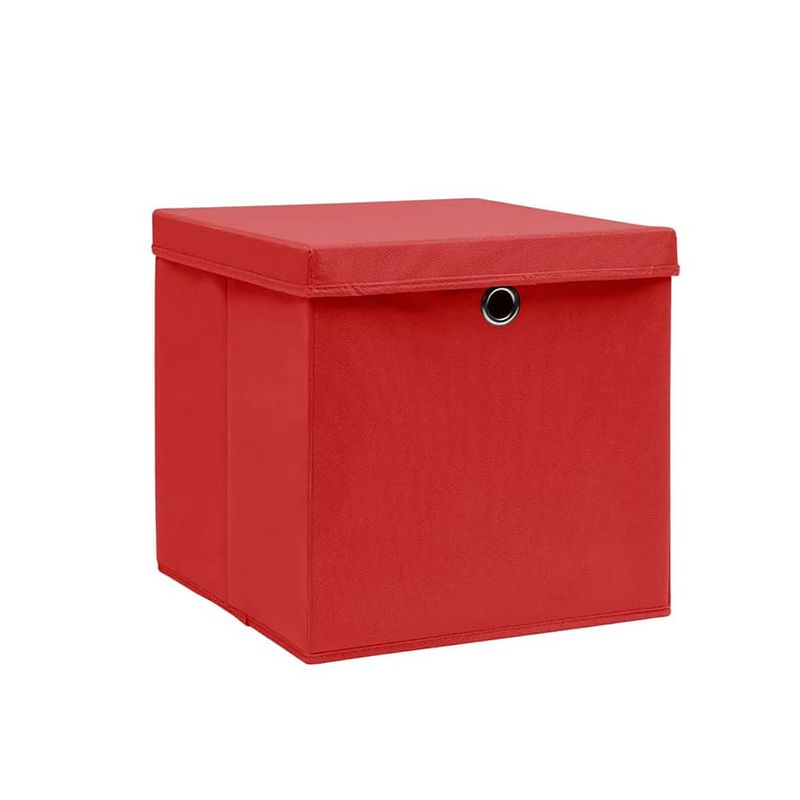 Foto van The living store opvouwbare opbergboxen - set van 10 - rood - 28 x 28 x 28 cm - nonwoven