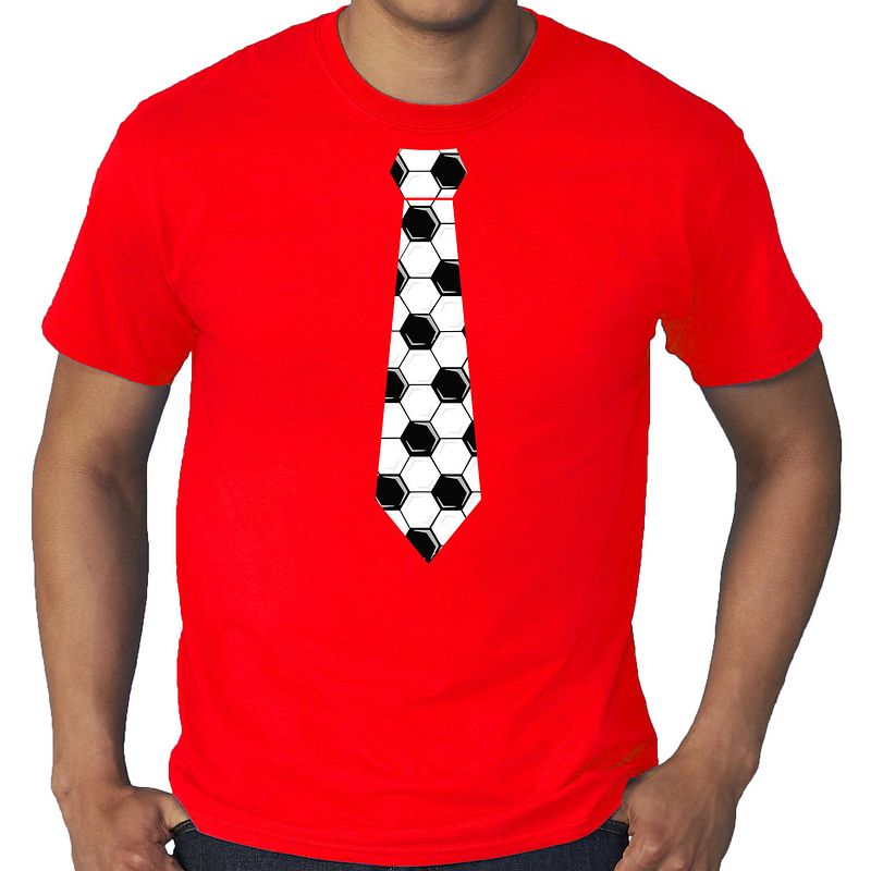 Foto van Grote maten rood fan shirt / kleding voetbal stropdas ek/ wk voor heren 3xl - feestshirts