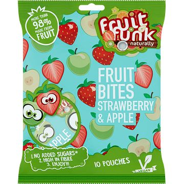 Foto van Fruitfunk fruit bites strawberry & apple 10 x 10g bij jumbo