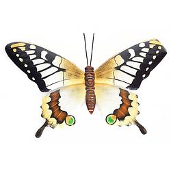 Foto van Tuindecoratie vlinder van metaal geel/zwart 48 cm - tuinbeelden