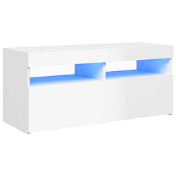 Foto van The living store tv-meubel hifi-kast - 90 x 35 x 40 cm - hoogglans wit - rgb led-verlichting