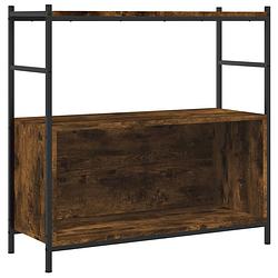 Foto van The living store boekenrek smoked oak - bewerkt hout en ijzer - 80 x 30 x 78.5 cm