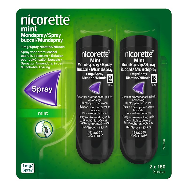 Foto van Nicorette mondspray mint 1mg duo