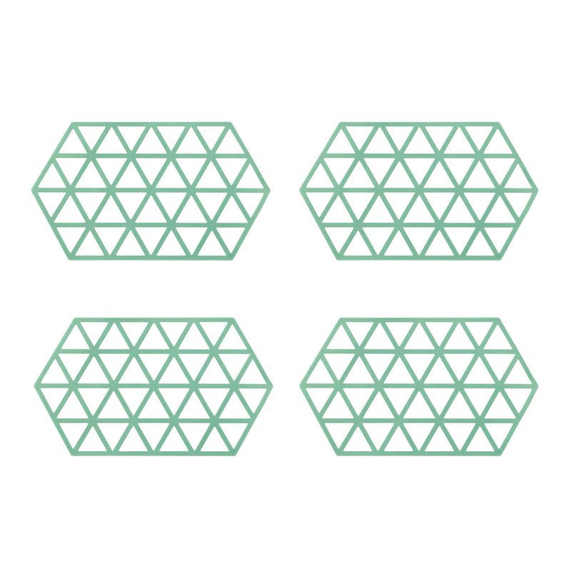 Foto van Krumble siliconen pannenonderzetter hexagon lang - groen - set van 4