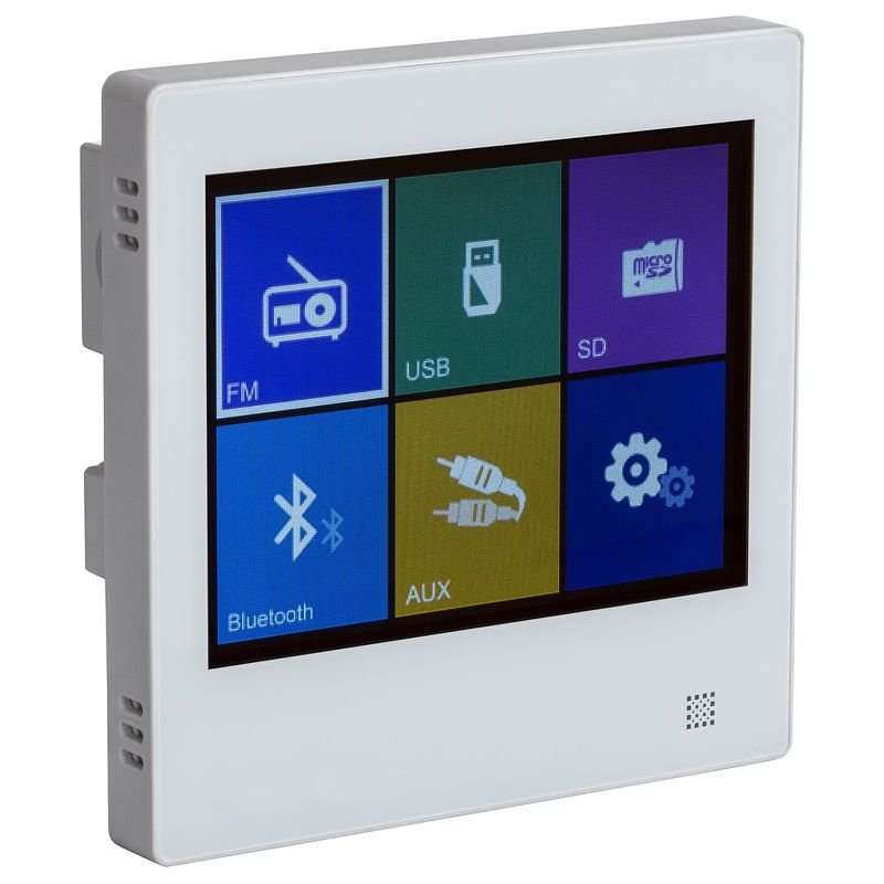 Foto van Audiophony wallamptouch 2x10w wandversterker touchscreen sd/bt/usb/fm/aux + line out