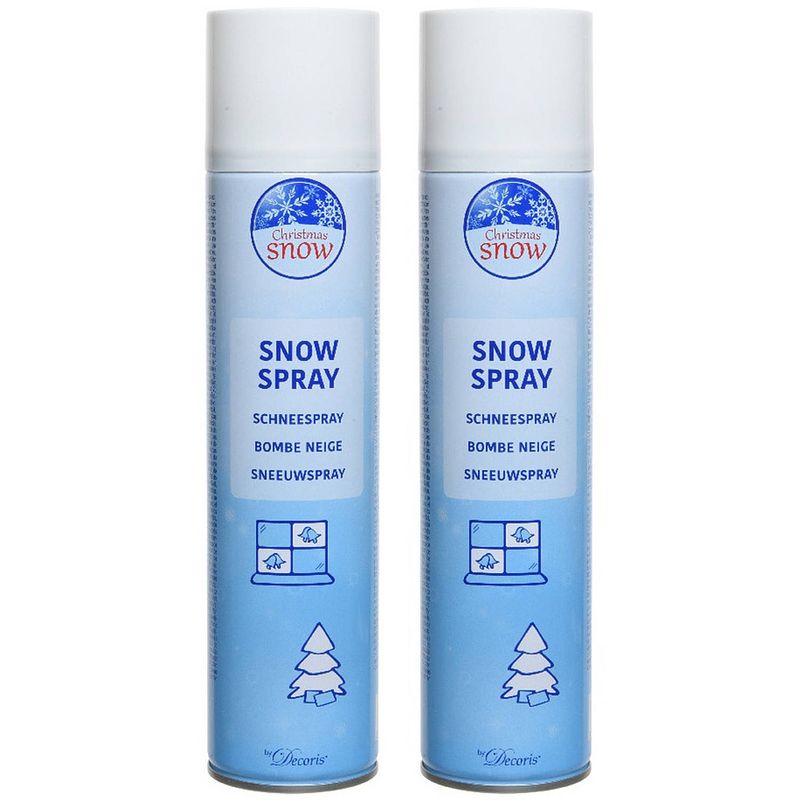 Foto van 2x sneeuwspray/spuitsneeuw bussen 400 ml - decoratiesneeuw