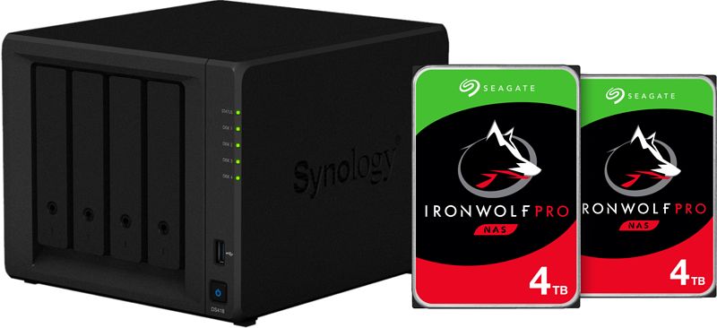 Foto van Synology ds418 + seagate ironwolf pro 8tb (2x4tb)