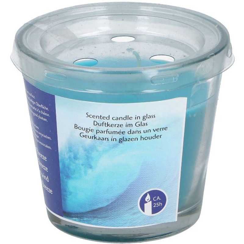 Foto van Arti casa geurkaars in glas ocean breeze/blauw 8 cm