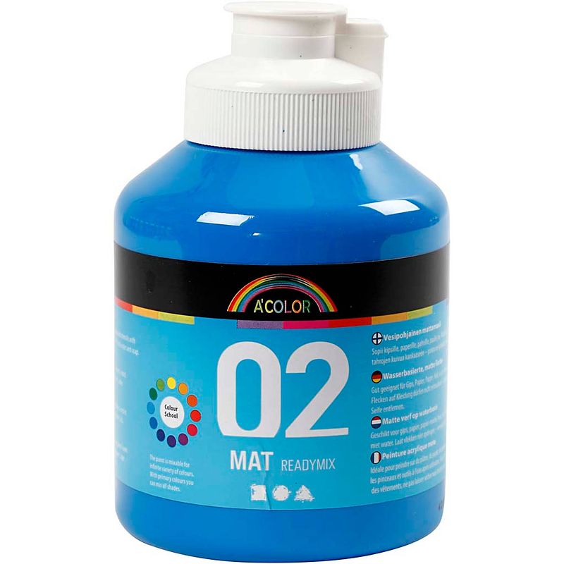 Foto van Packlinq school acrylverf mat. primair blauw. matt. 500 ml/ 1 fles