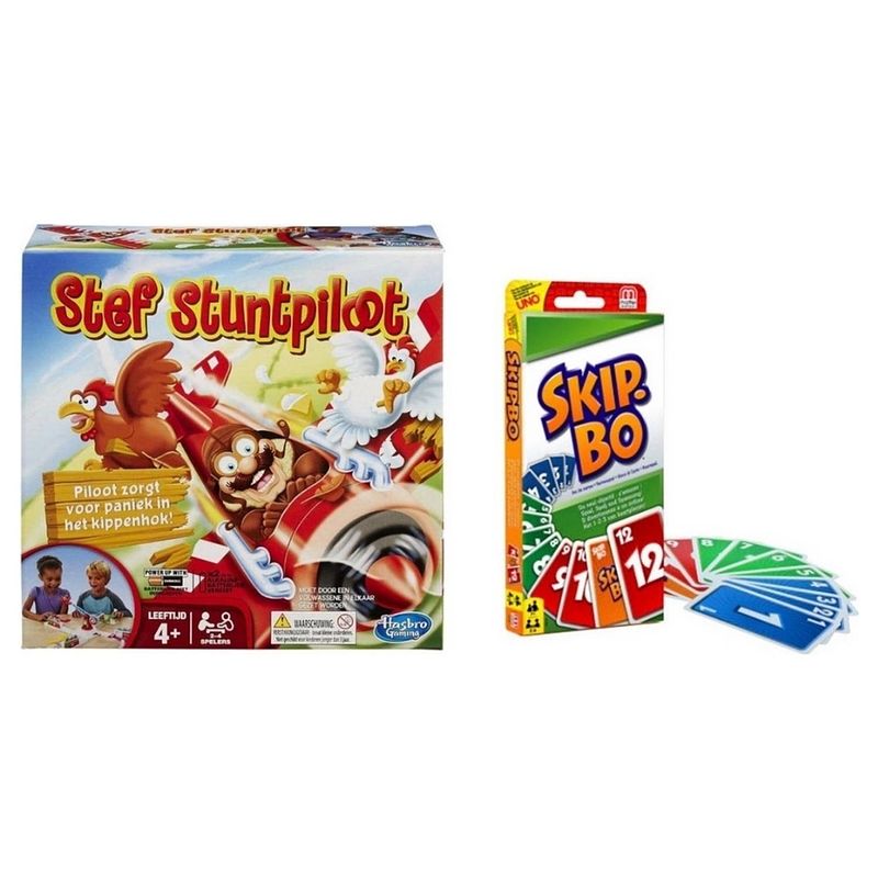 Foto van Spellenbundel - 2 stuks - stef stuntpiloot & party & skip-bo