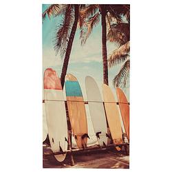 Foto van Good morning strandlaken surf 100 x 180 cm velours bruin/blauw