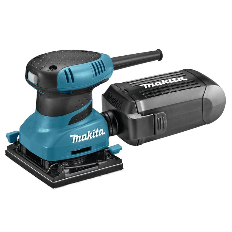 Foto van Makita vlakschuurmachine 200 w blauw en zwart