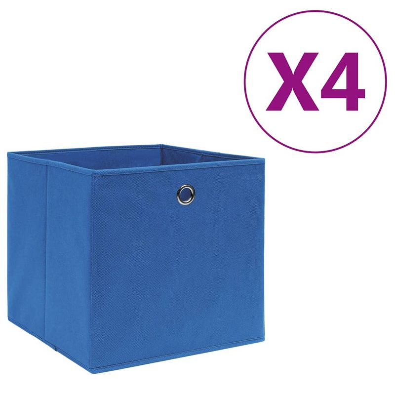 Foto van Vidaxl opbergboxen 4 st 28x28x28 cm nonwoven stof blauw